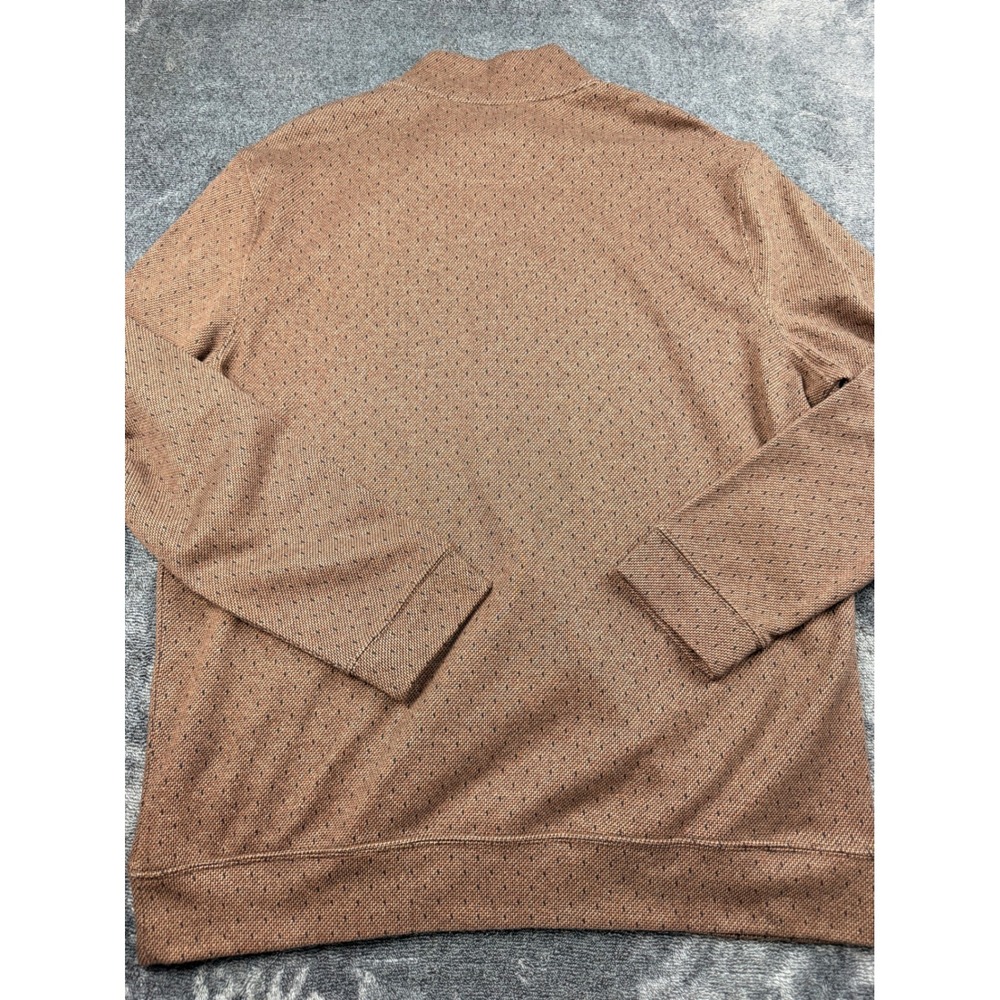 Jos A Bank Reserve Mens Brown Birds‎ Eye Quarter Zip Sweater Elbow Patches Large - Picture 6 of 6